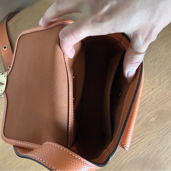 Coach Tabby Pebbled Leather Messenger 19 Faded Orange Crossbody Bag - Picture 6 of 16